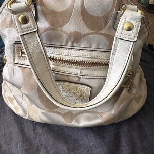 Coach Tan and Cream Shoulder Bag